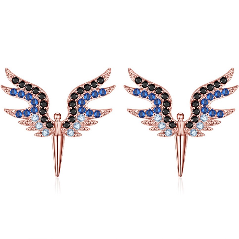 Sterling Silver Rose Gold Plated CZ Studs