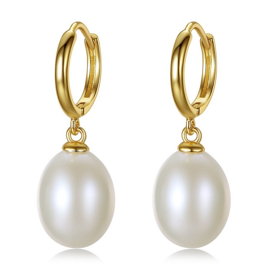Sterling Silver Gold Plated Hoops with Pearl Charms