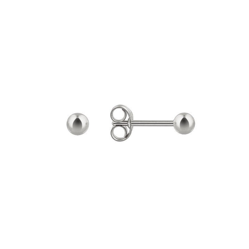 Sterling Silver Rhodium Plated 2 - 6 mm Bead Studs