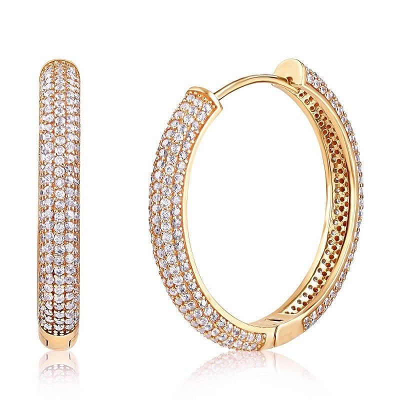 Sterling Silver Rose Gold Plated CZ Hoops