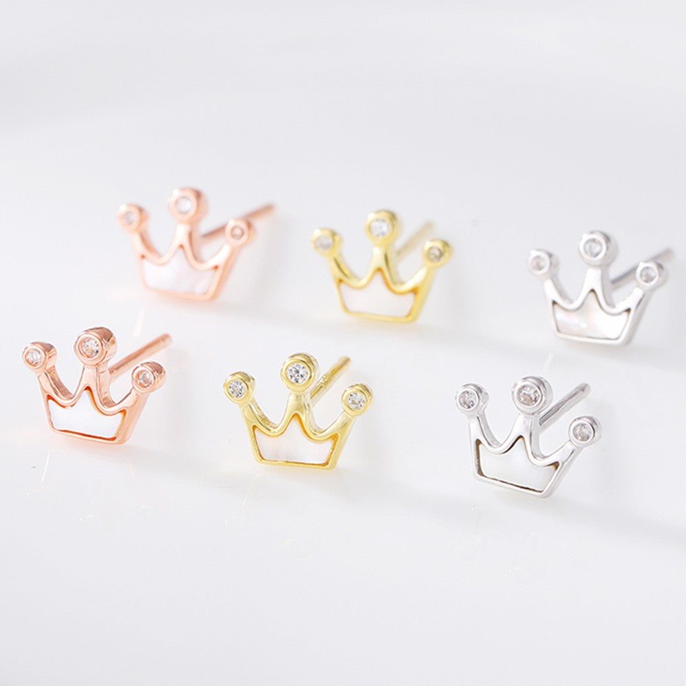 Sterling Silver Nacre Crown Studs