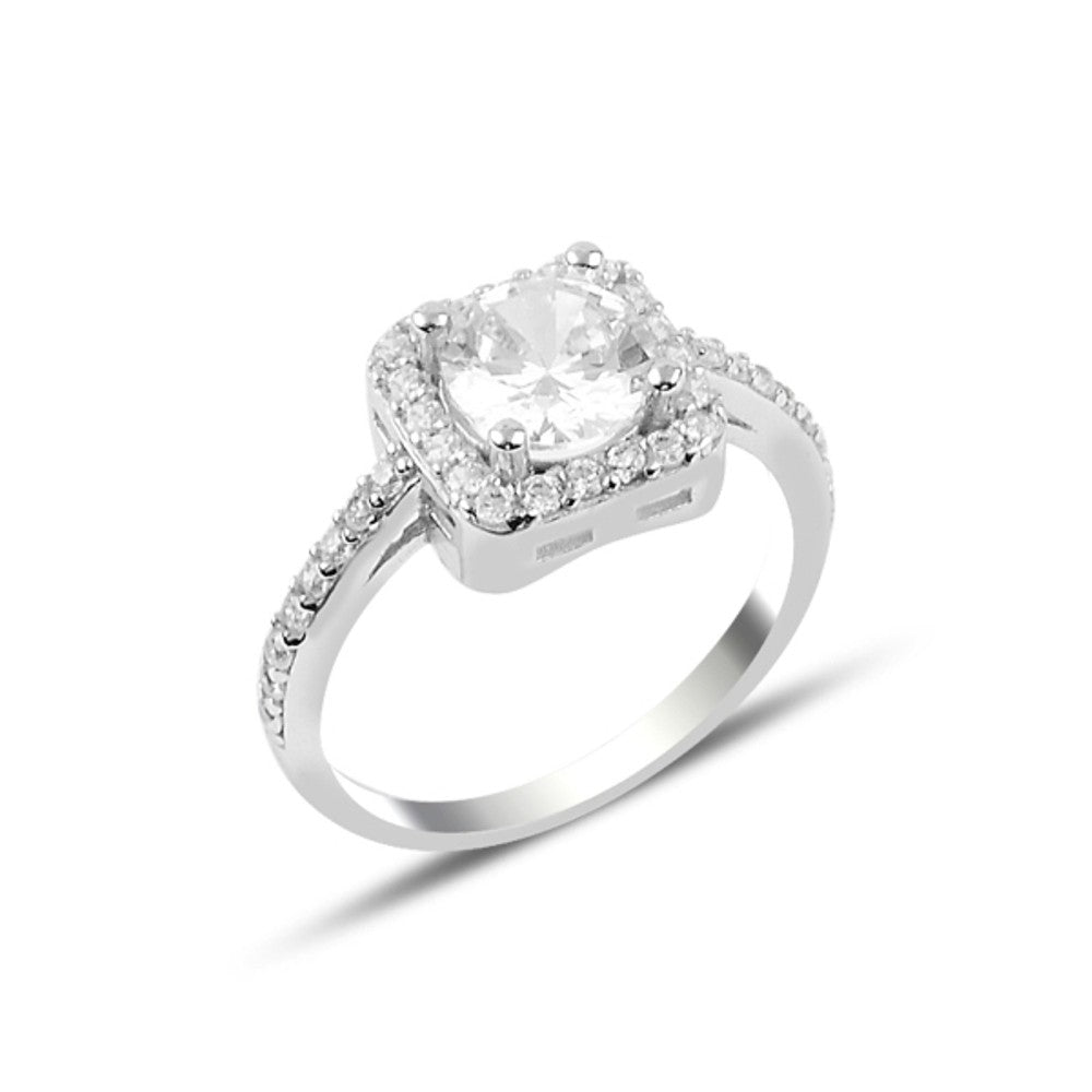 Sterling Silver Rhodium Plated CZ Ring