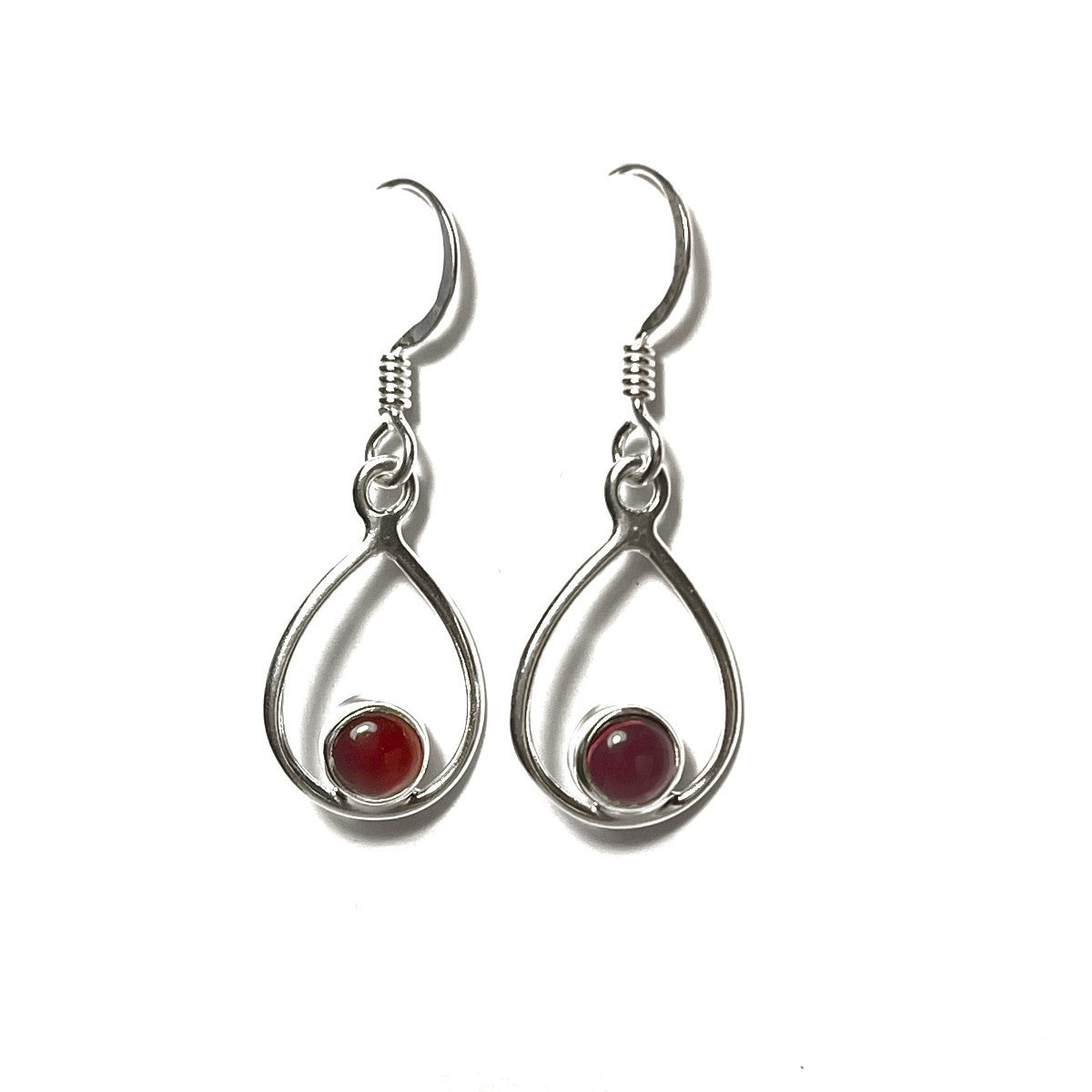 Sterling Silver Garnet Drop Earrings