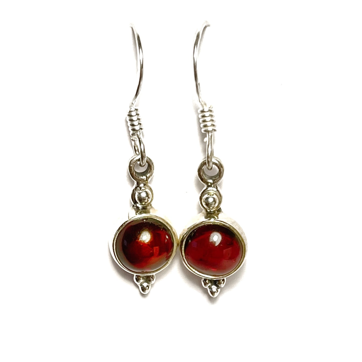 Sterling Silver Garnet Drop Earrings
