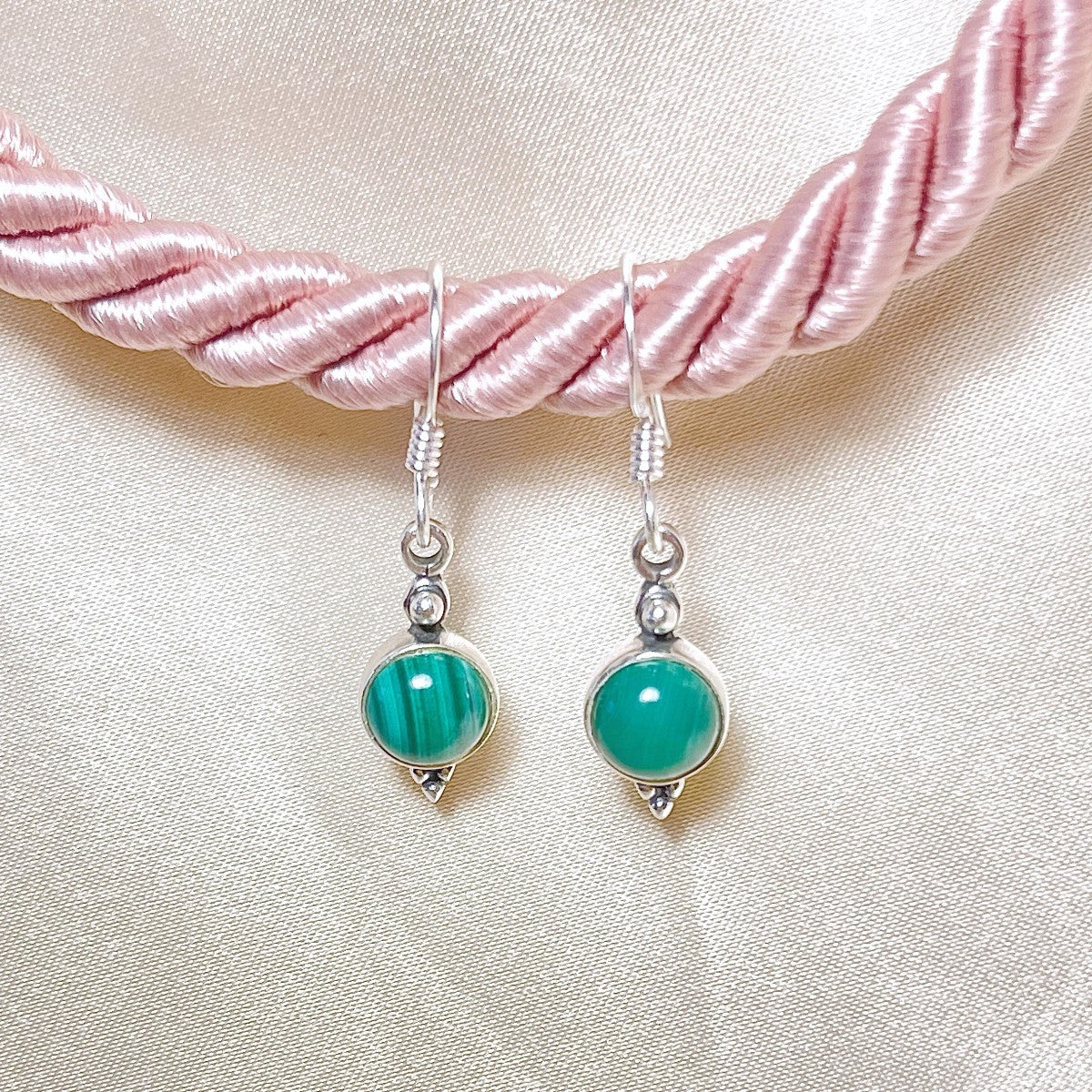 Sterling Silver Malachite Drop Earrings