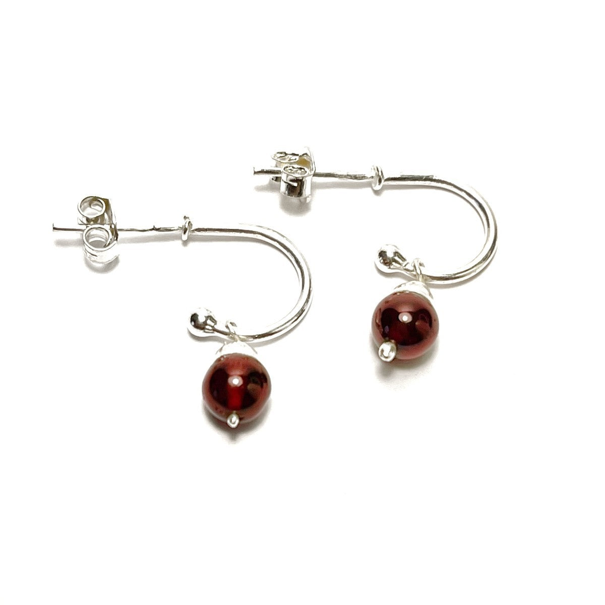 Sterling Silver Garnet Drop Earrings