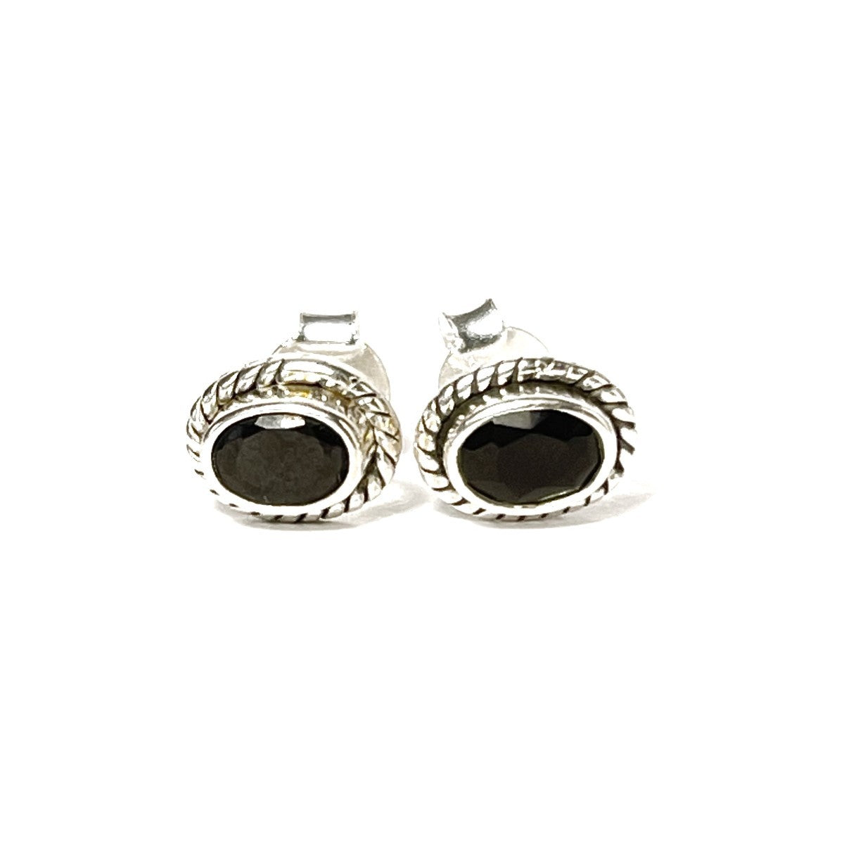 Sterling Silver Oval Black Onyx Studs