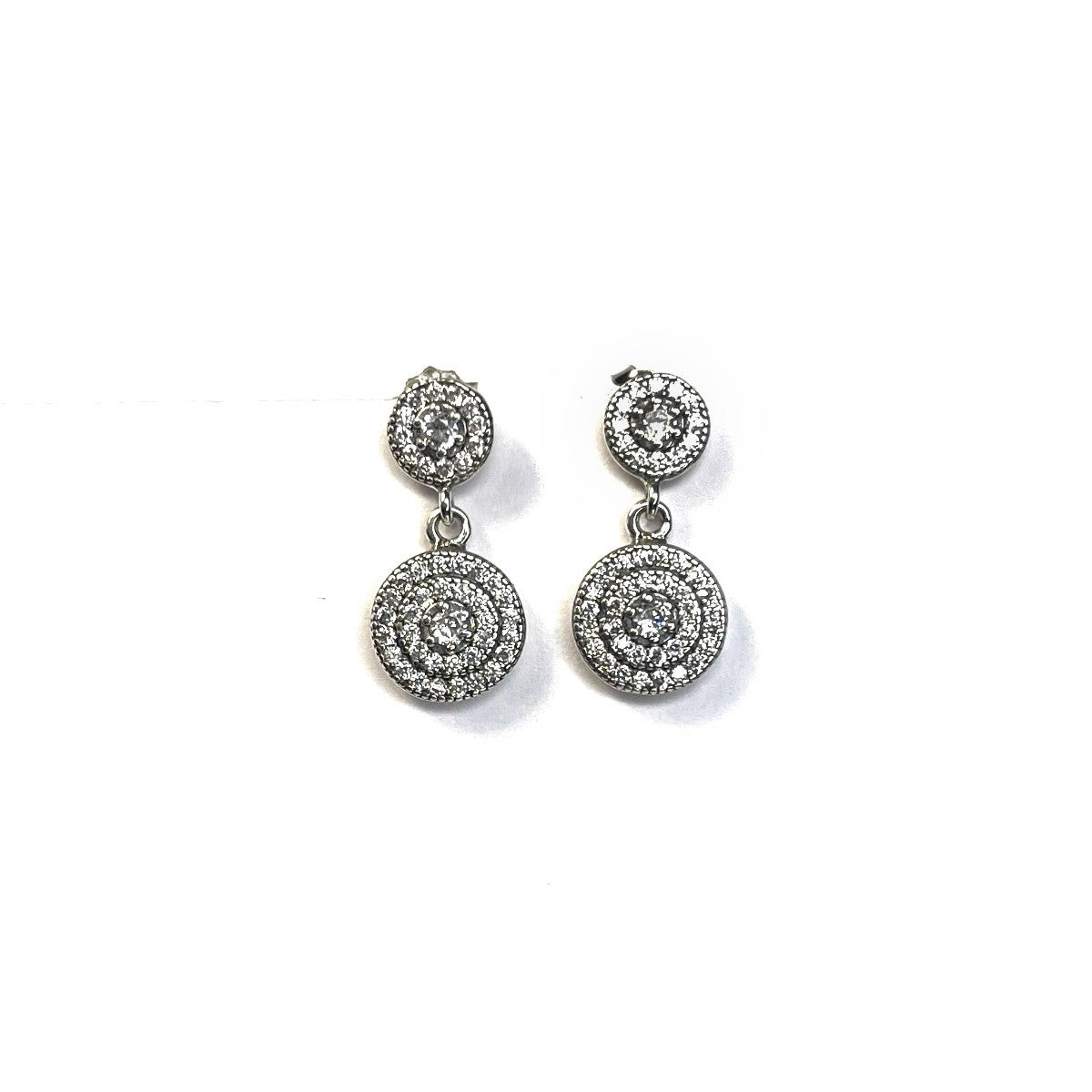 Sterling Silver Rhodium Plated CZ Drop Earrings
