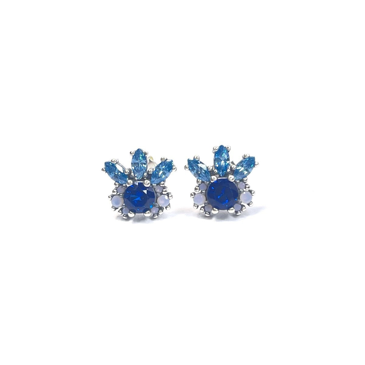 Sterling Silver Rhodium Plated Blue CZ Studs