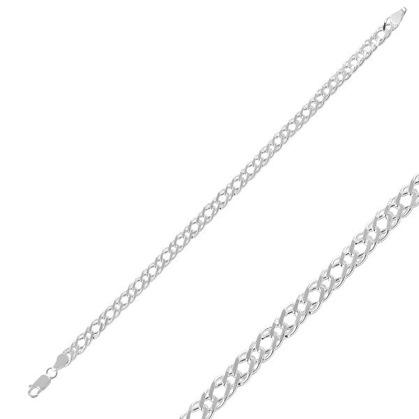 Sterling Silver 6 mm Rombo Chain Bracelet