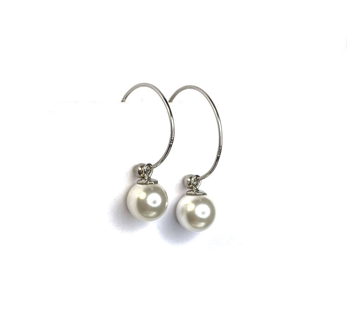 Sterling Silver Rhodium Plated Pearl Drop Earrings