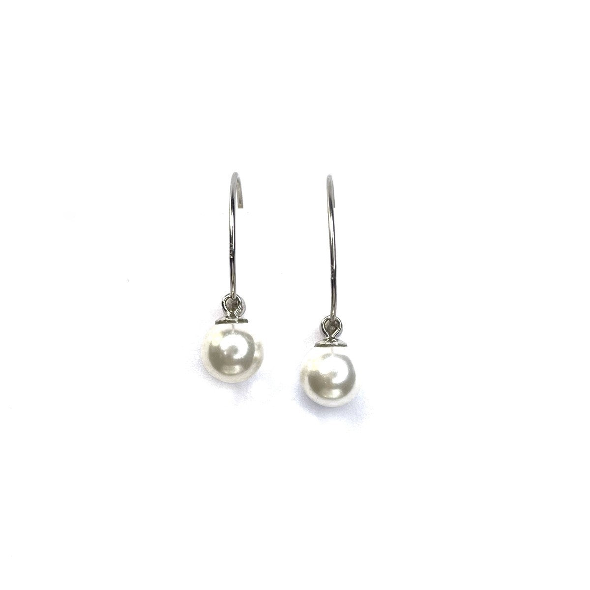 Sterling Silver Rhodium Plated Pearl Drop Earrings
