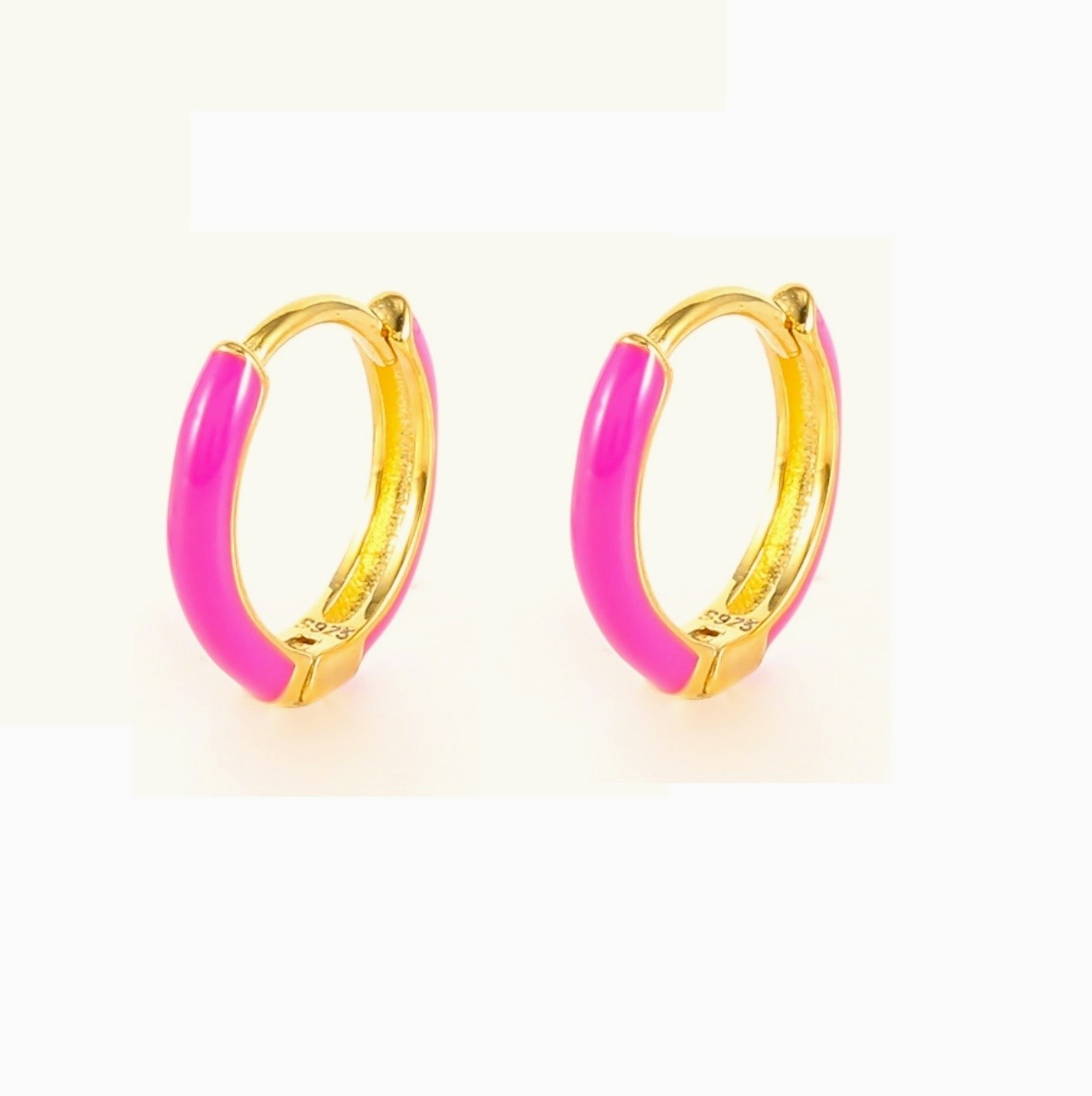 Sterling Silver Gold Plated Enamel Hoops