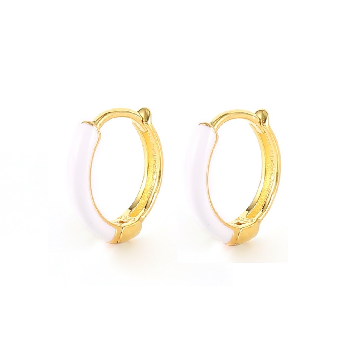 Sterling Silver Gold Plated Enamel Hoops