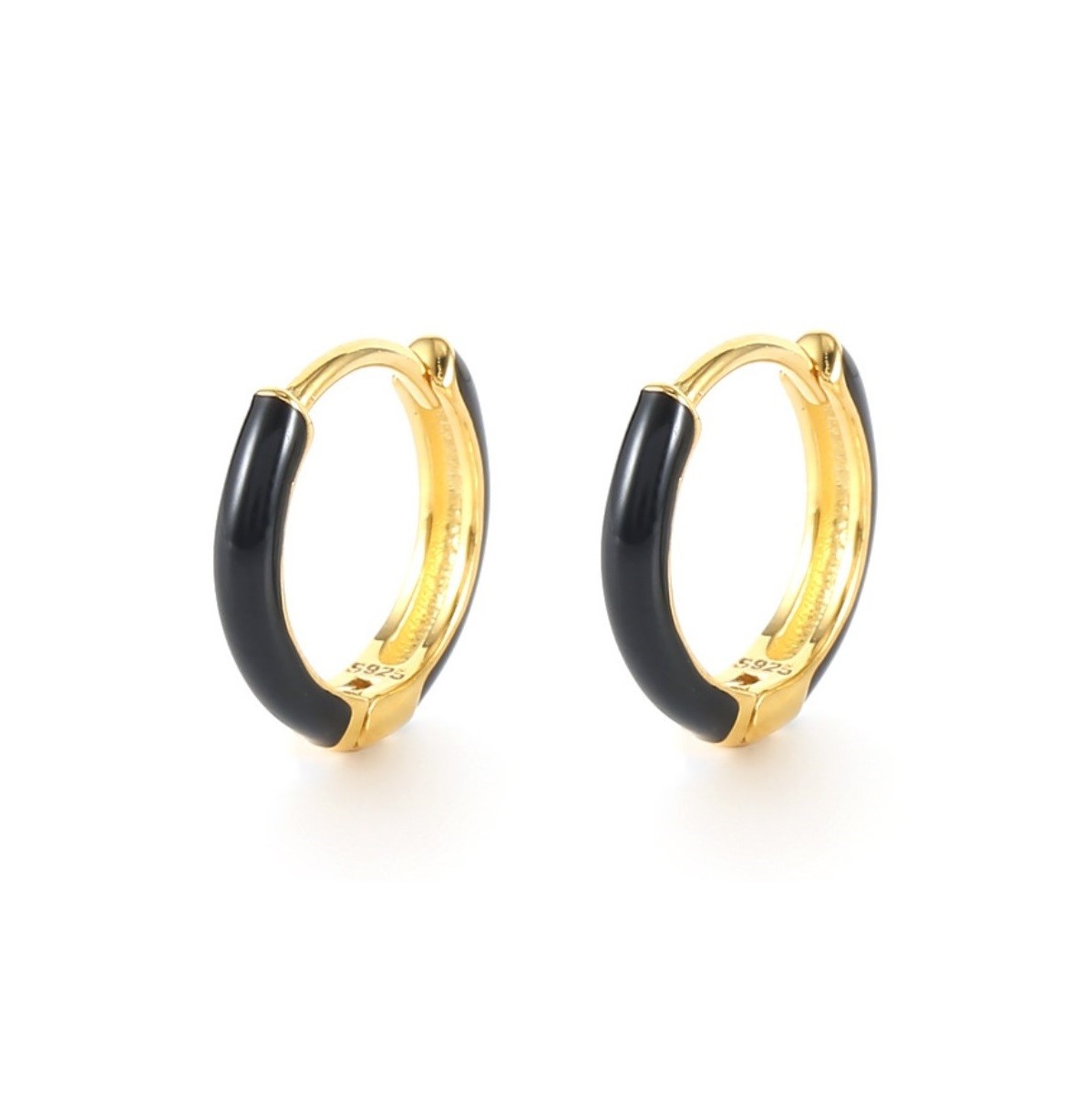 Sterling Silver Gold Plated Enamel Hoops