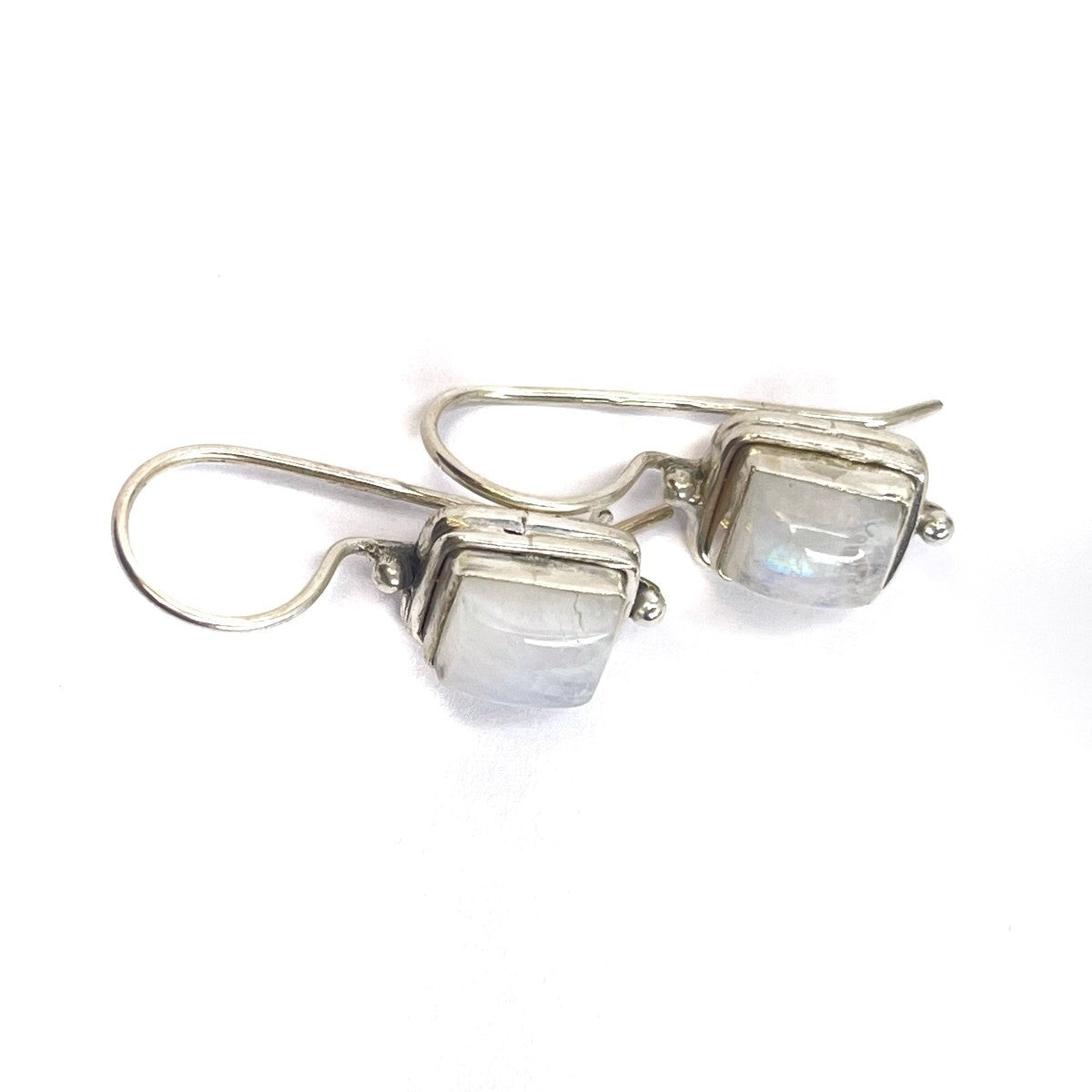 Sterling Silver Rectangle Moonstone Drop Earrings