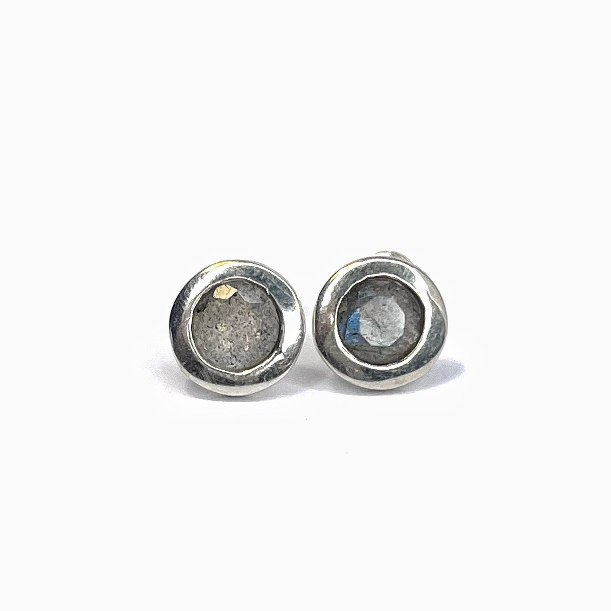 Sterling Silver Round Labradorite Studs