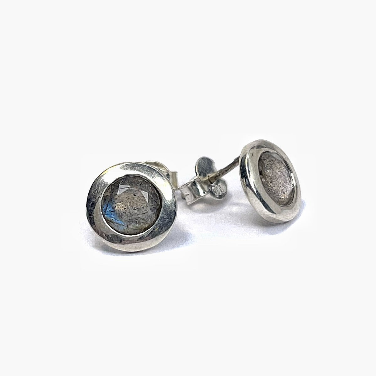 Sterling Silver Round Labradorite Studs