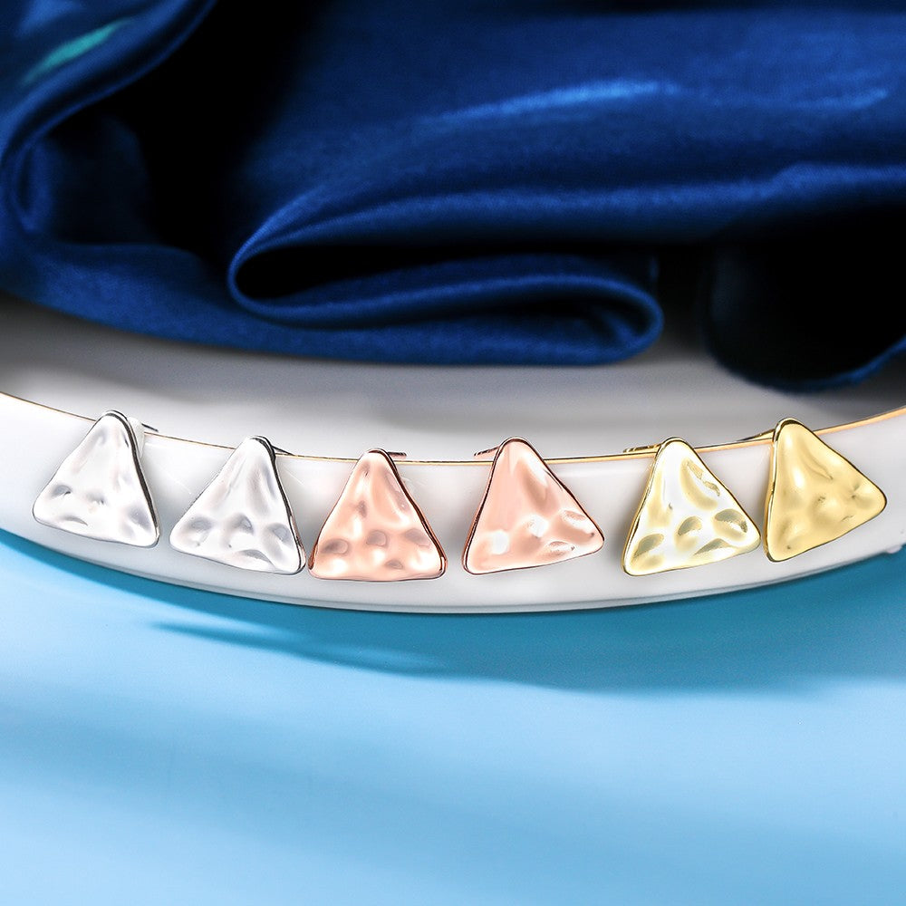 Sterling Silver Rhodium Plated Triangle Studs