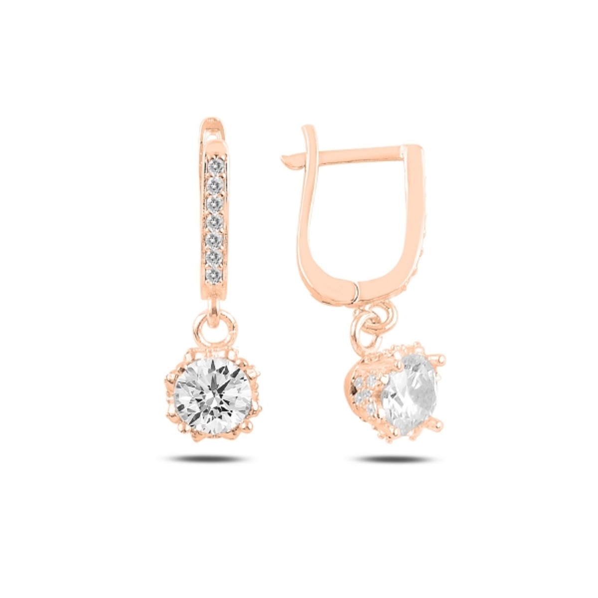 Sterling Silver Rose Gold Plated English Lock Earrings