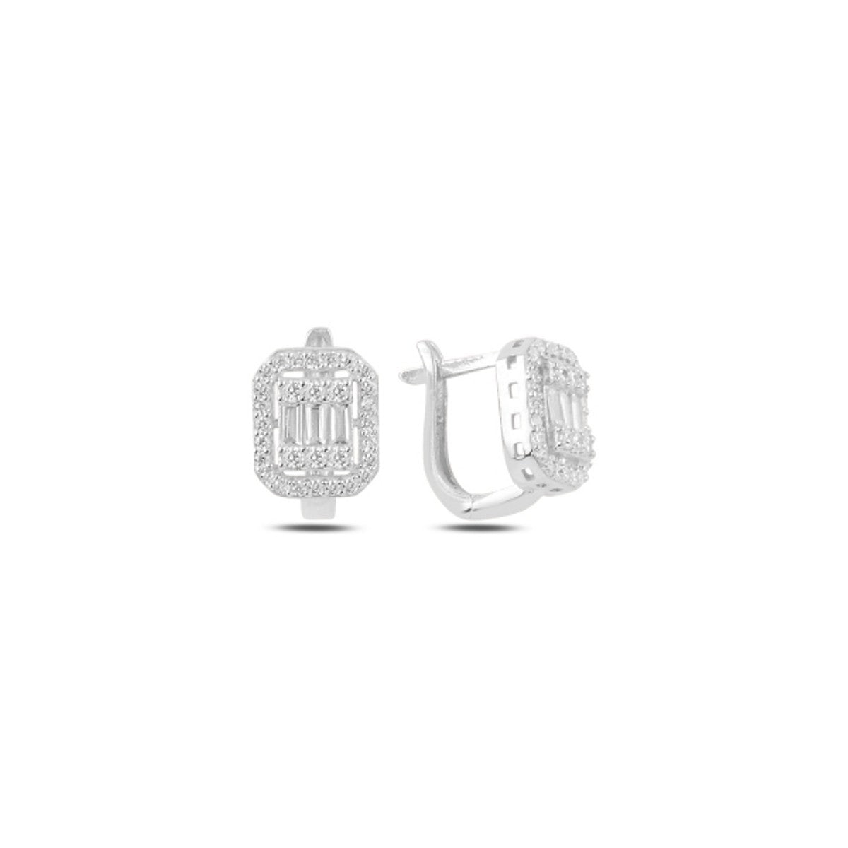 Sterling Silver Rhodium Plated English Lock Earrings