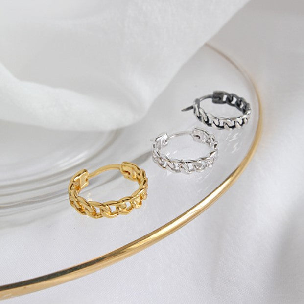 Sterling Silver Gold Plated Chain Hoops