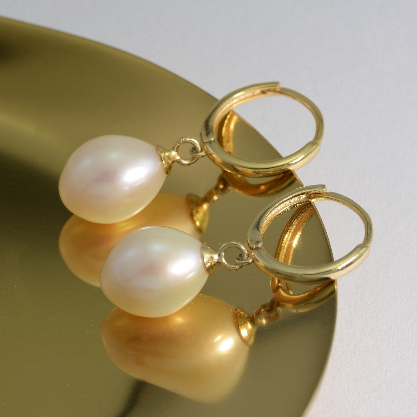 Sterling Silver Gold Plated Hoops with Pearl Charms