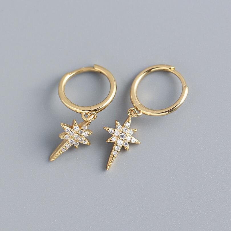 Sterling Silver Hoops with Star Charms