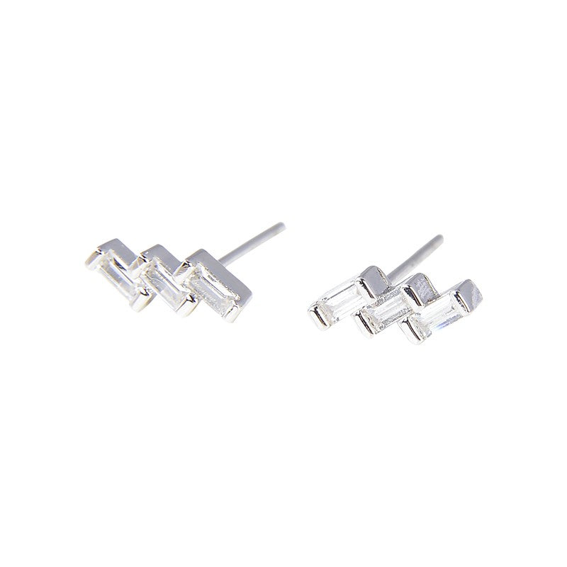 Sterling Silver Rhodium Plated CZ Studs