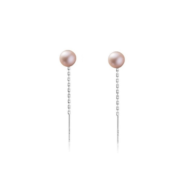 Sterling Silver Rhodium Plated Chain Drop Earrings