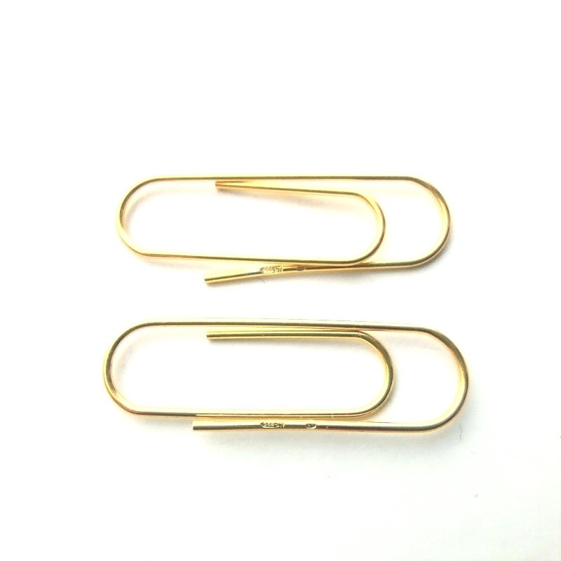 Sterling Silver Gold Plated Paper Clip Drop Earrings