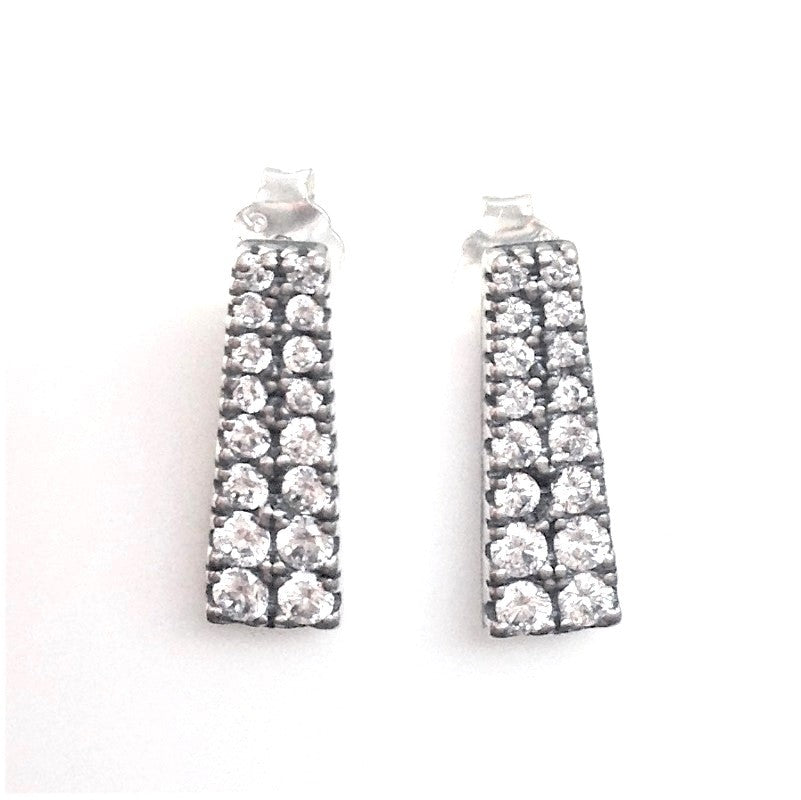 Sterling Silver Rhodium Plated CZ Studs