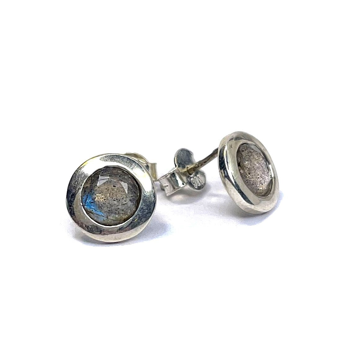Sterling Silver Round Labradorite Studs