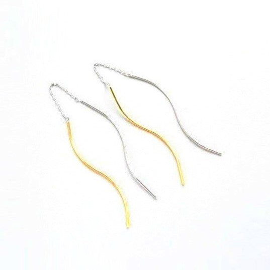 Sterling Silver Rhodium & Gold Plated Drop Earrings