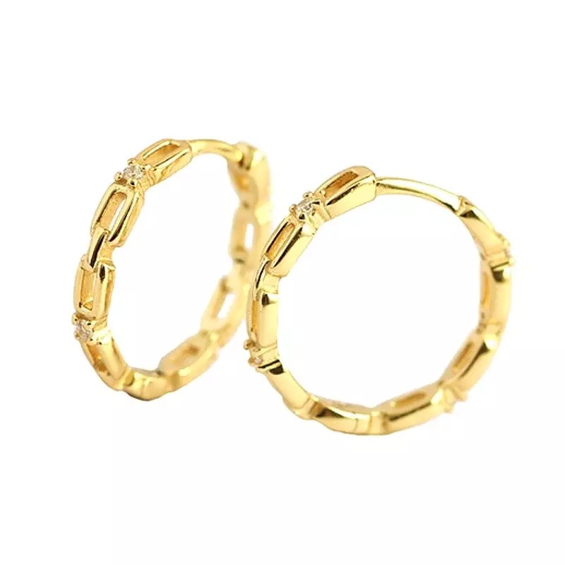 Sterling Silver Gold Plated CZ Hoops