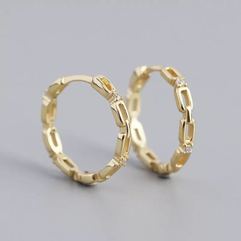 Sterling Silver Gold Plated CZ Hoops