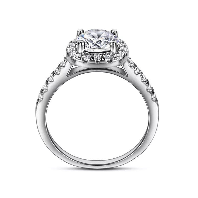 Sterling Silver Rhodium Plated CZ Double Ring