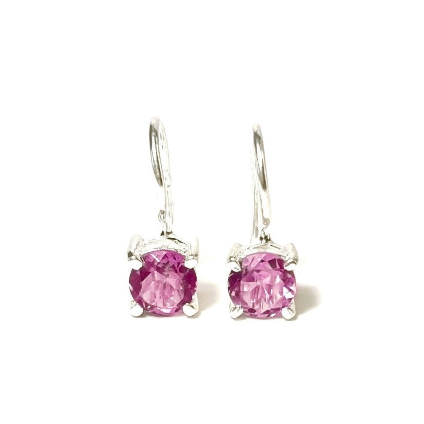Sterling Silver Round Amethyst Drop Earrings