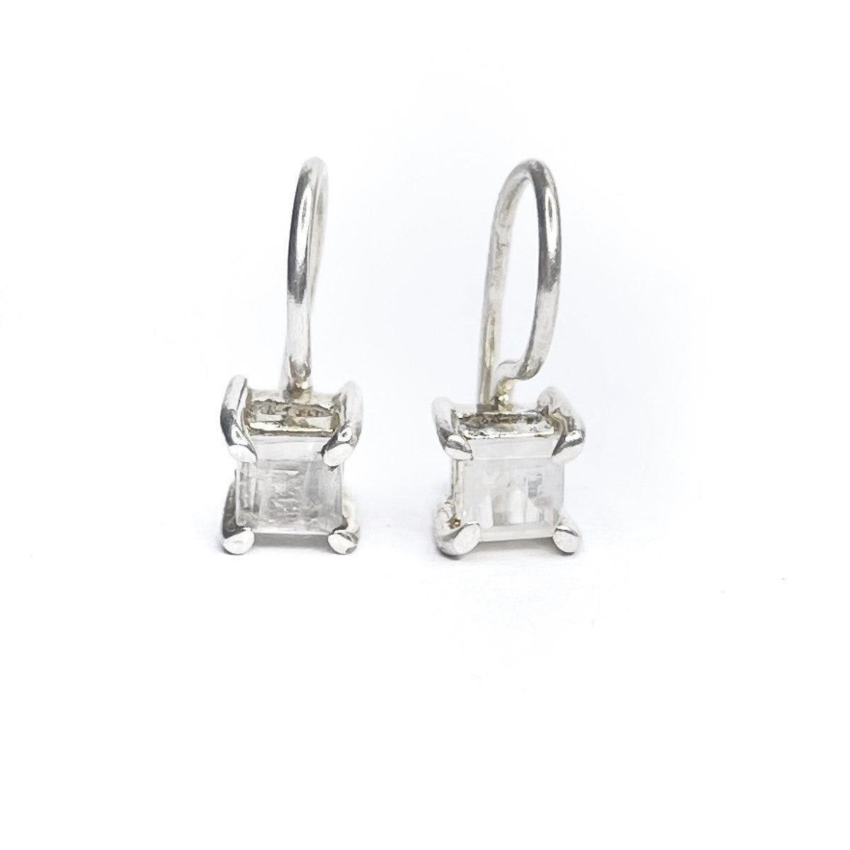 Sterling Silver Square Moonstone Drop Earrings