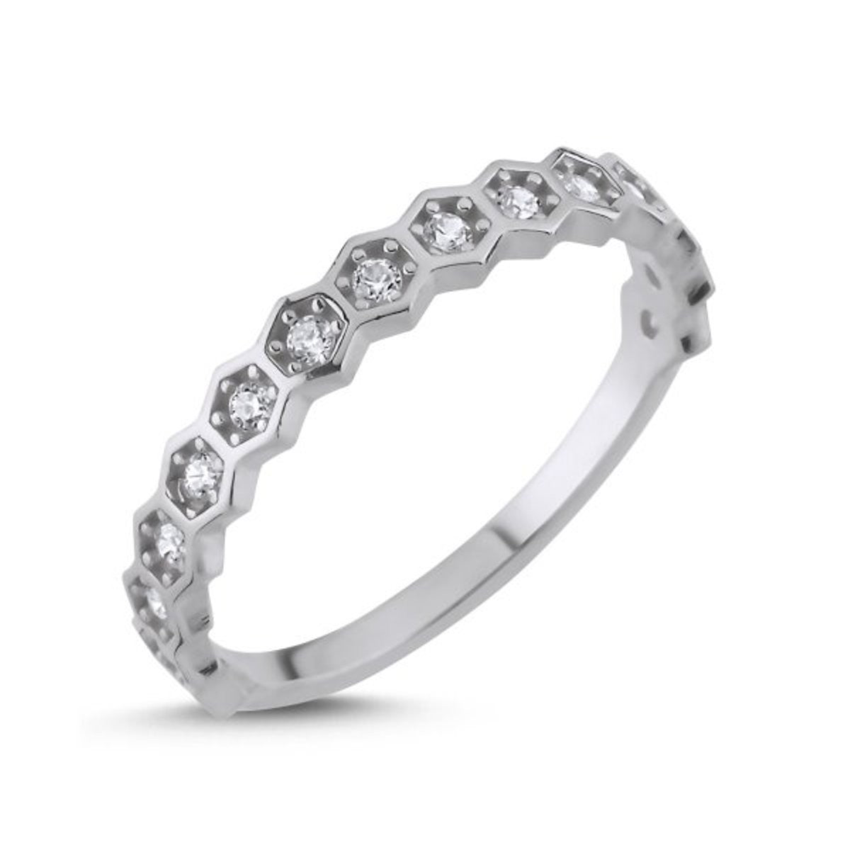 Sterling Silver Rhodium Plated CZ Band Ring