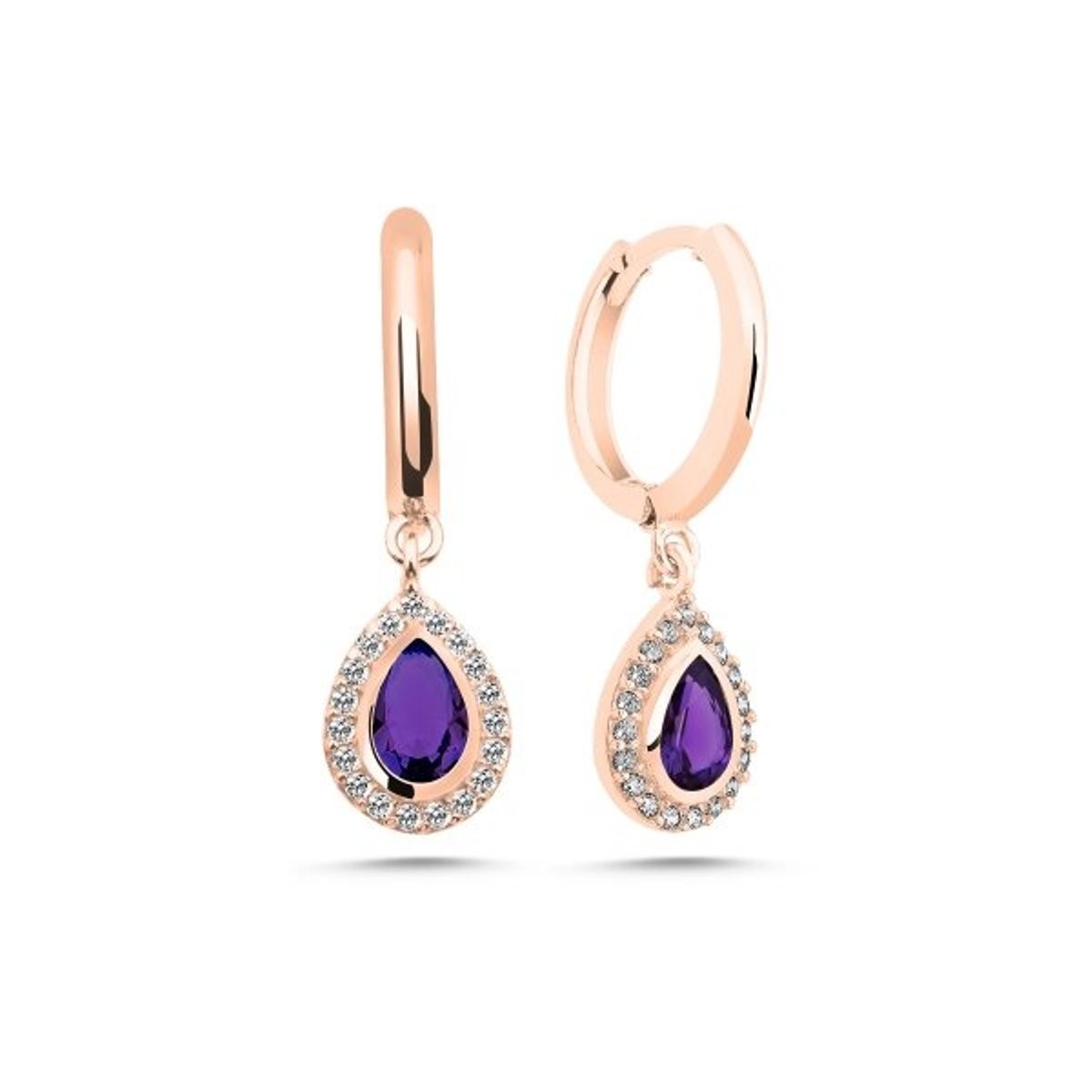 Sterling Silver Rose Gold Plated Hoops with Charms