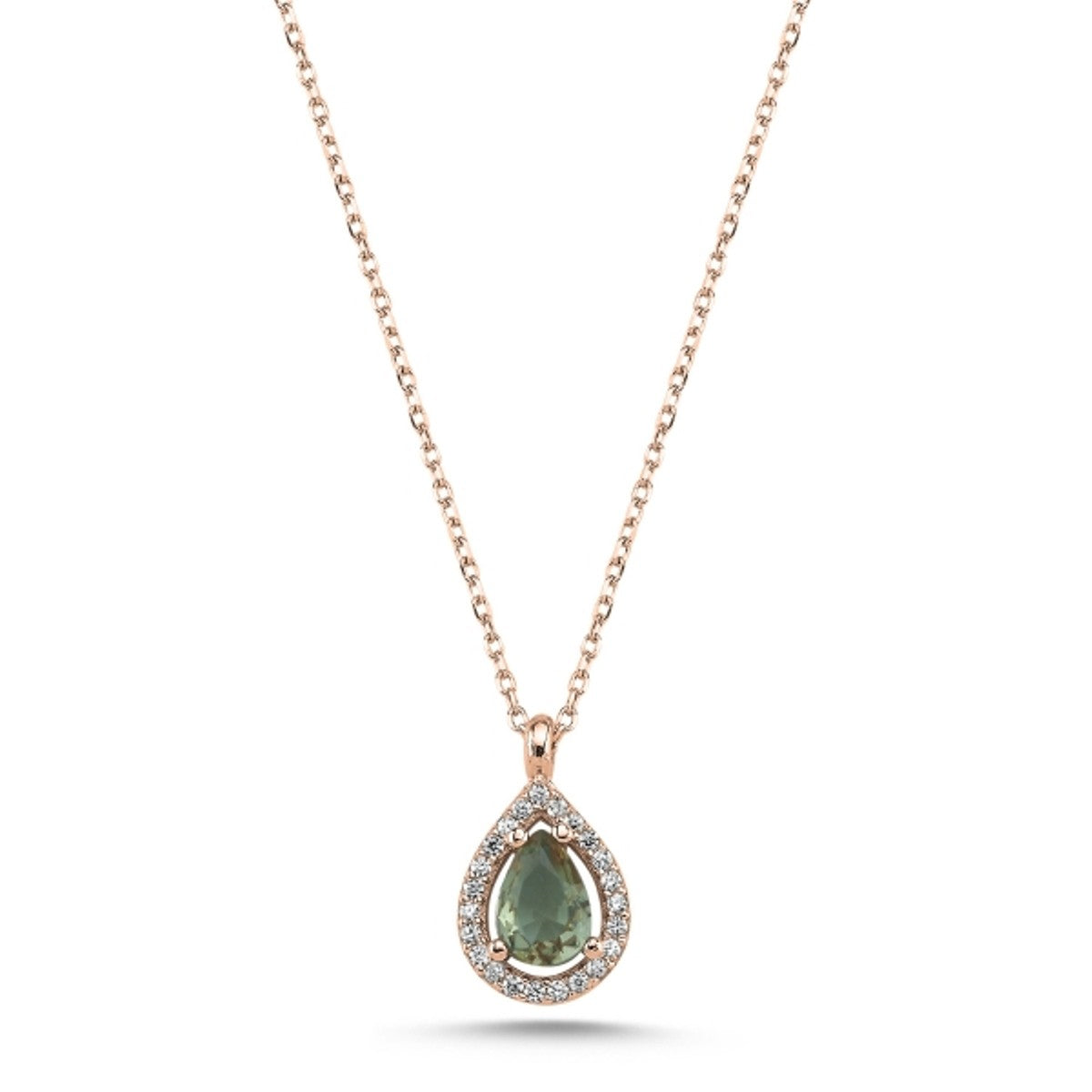 Sterling Silver Rose Gold Plated Teardrop Zultanite Necklace