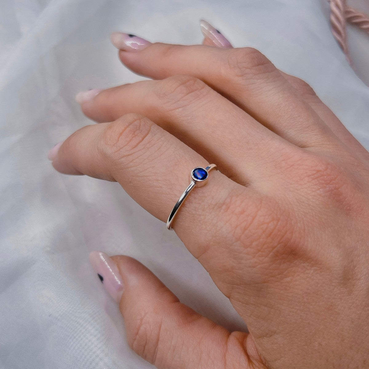 Sterling Silver Minimalist Iolite / Cordierite Ring