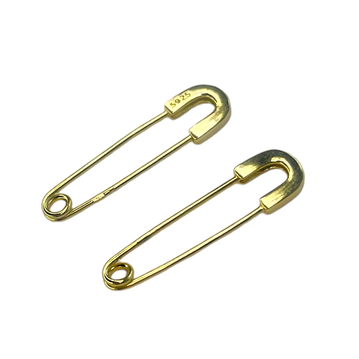 Sterling Silver Gold Plated Safety Pin Earrings