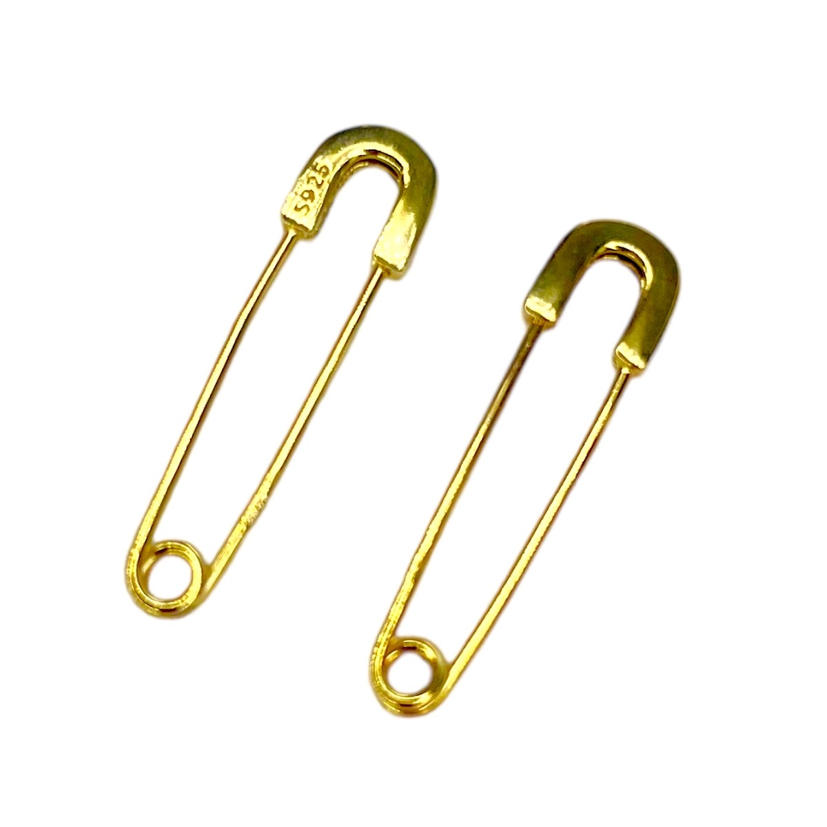 Sterling Silver Gold Plated Safety Pin Earrings