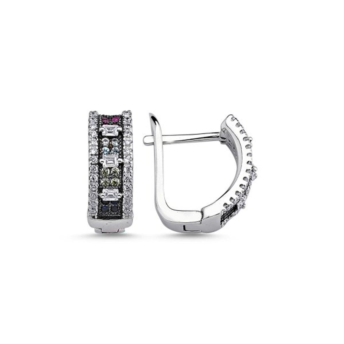 Sterling Silver Rhodium Plated English Lock Earrings
