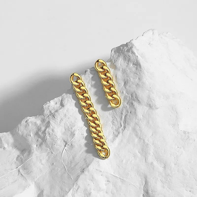 Sterling Silver Gold Plated Chain Drop Earrings