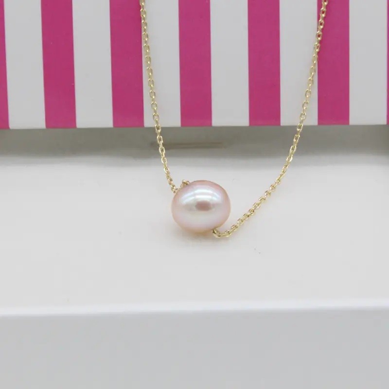 Sterling Silver Gold Plated Pearl Pendant Necklace