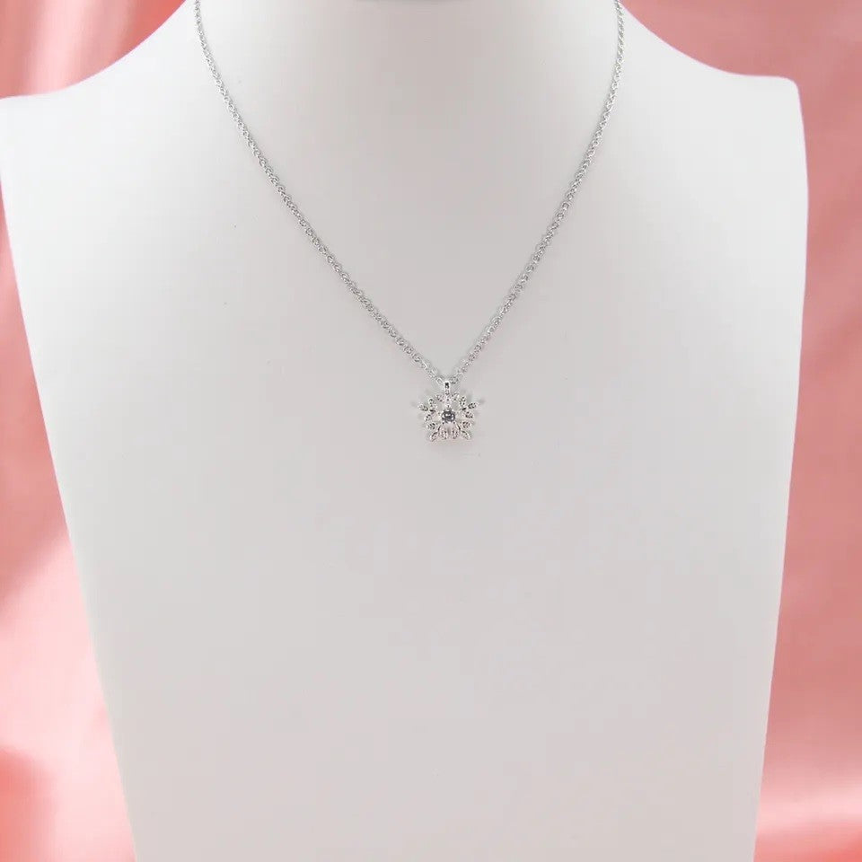 Sterling Silver CZ Snowflake Necklace