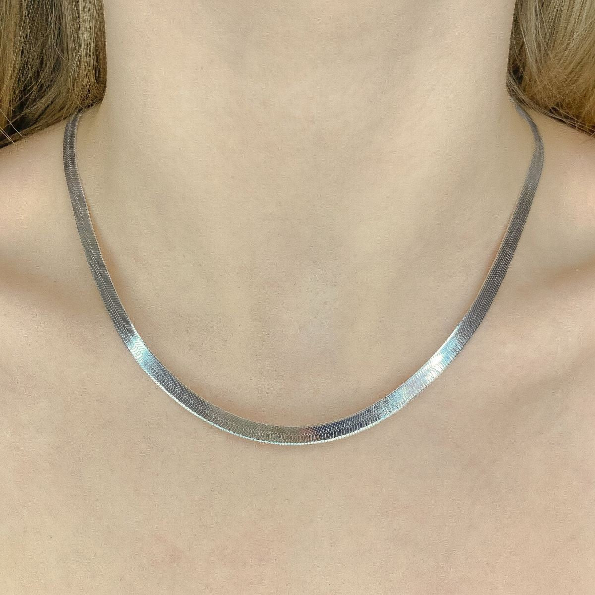 40-45 cm 5g sidabrinė grandinėlė "Flat chain"